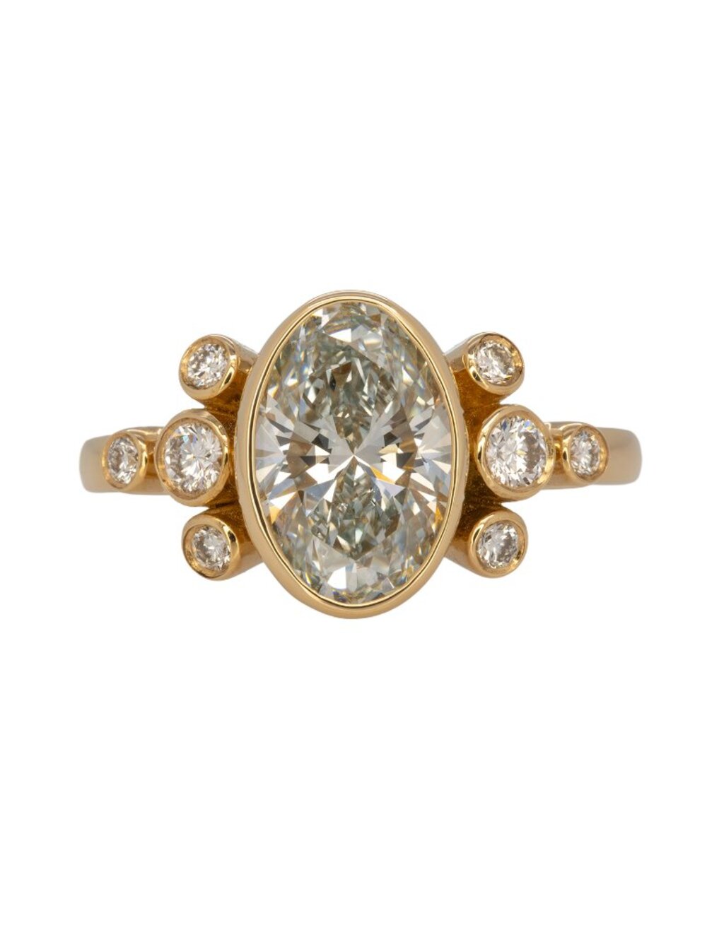 2ct Lab Created Diamond Engagement Ring in 14K Yellow Gold with Natural Diamonds
